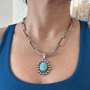925 Silver and Turquoise Pendant Necklace